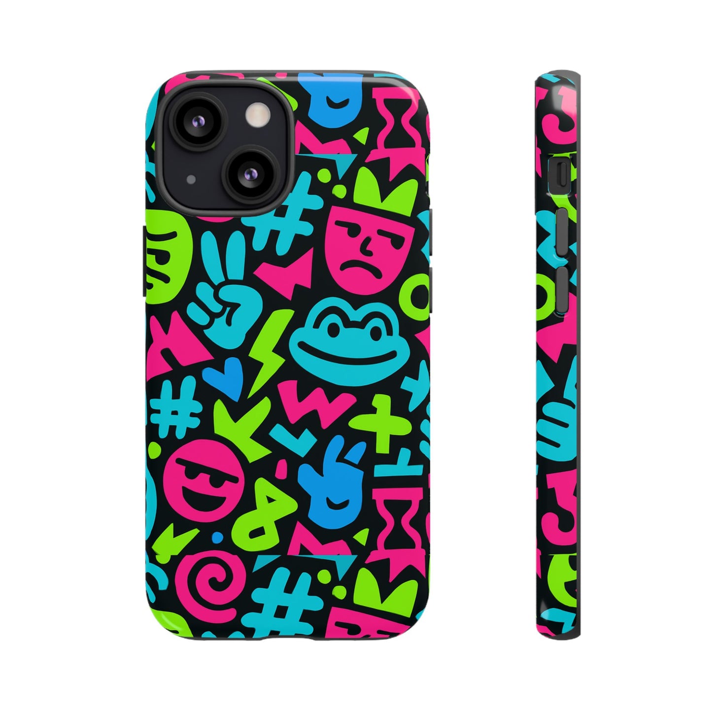 vibrant emoji pattern protective phone case colourful 3d design stylish protection for unisex smartphones compatible with iphone 13, 14, 15 & 16 – all models including pro, pro max & plus