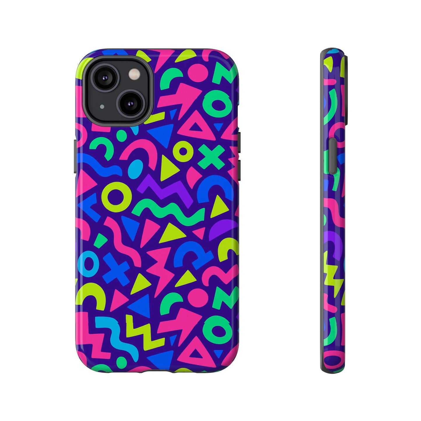 vibrant geometric 3d wrap protective phone case for men and women stylish accessory compatible with iphone 13, 14, 15 & 16 – all models including pro, pro max & plus