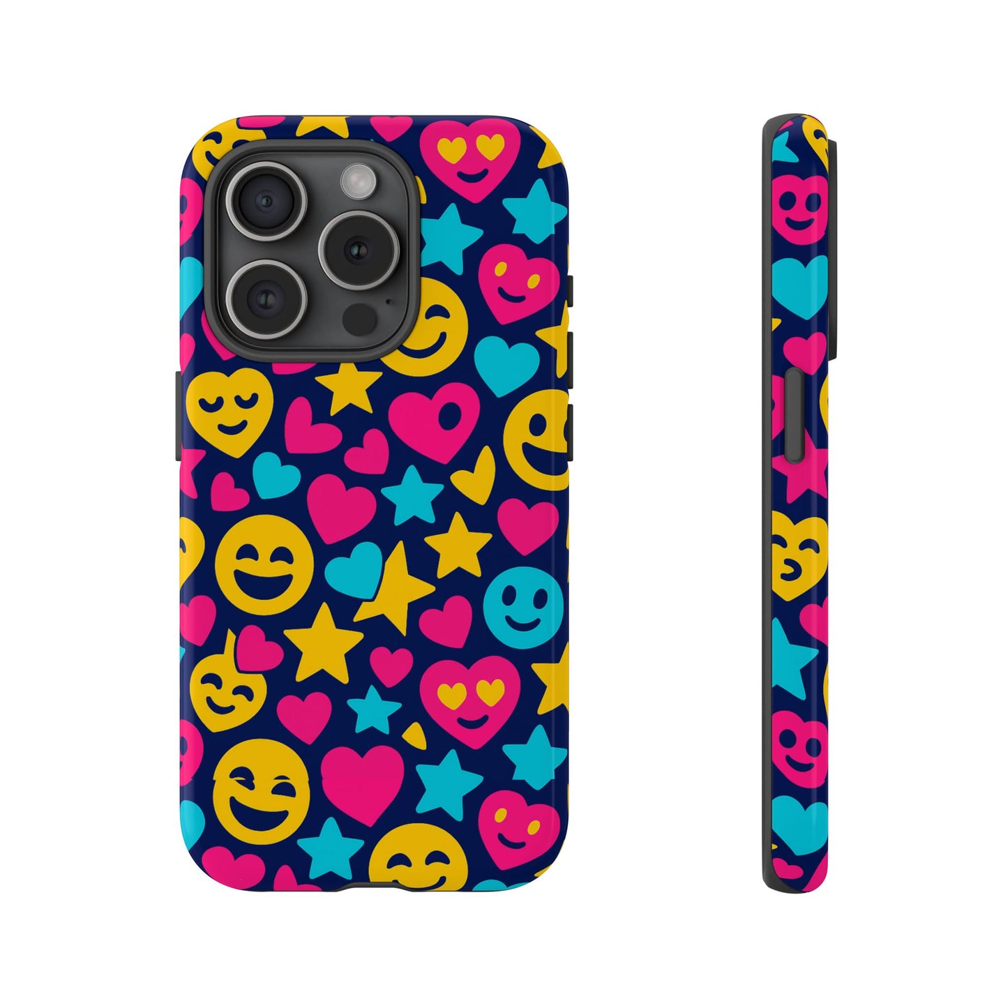 vibrant emoji protective phone case with 3d wrap design for fun style and robust protection compatible with iphone 13, 14, 15 & 16 – all models including pro, pro max & plus