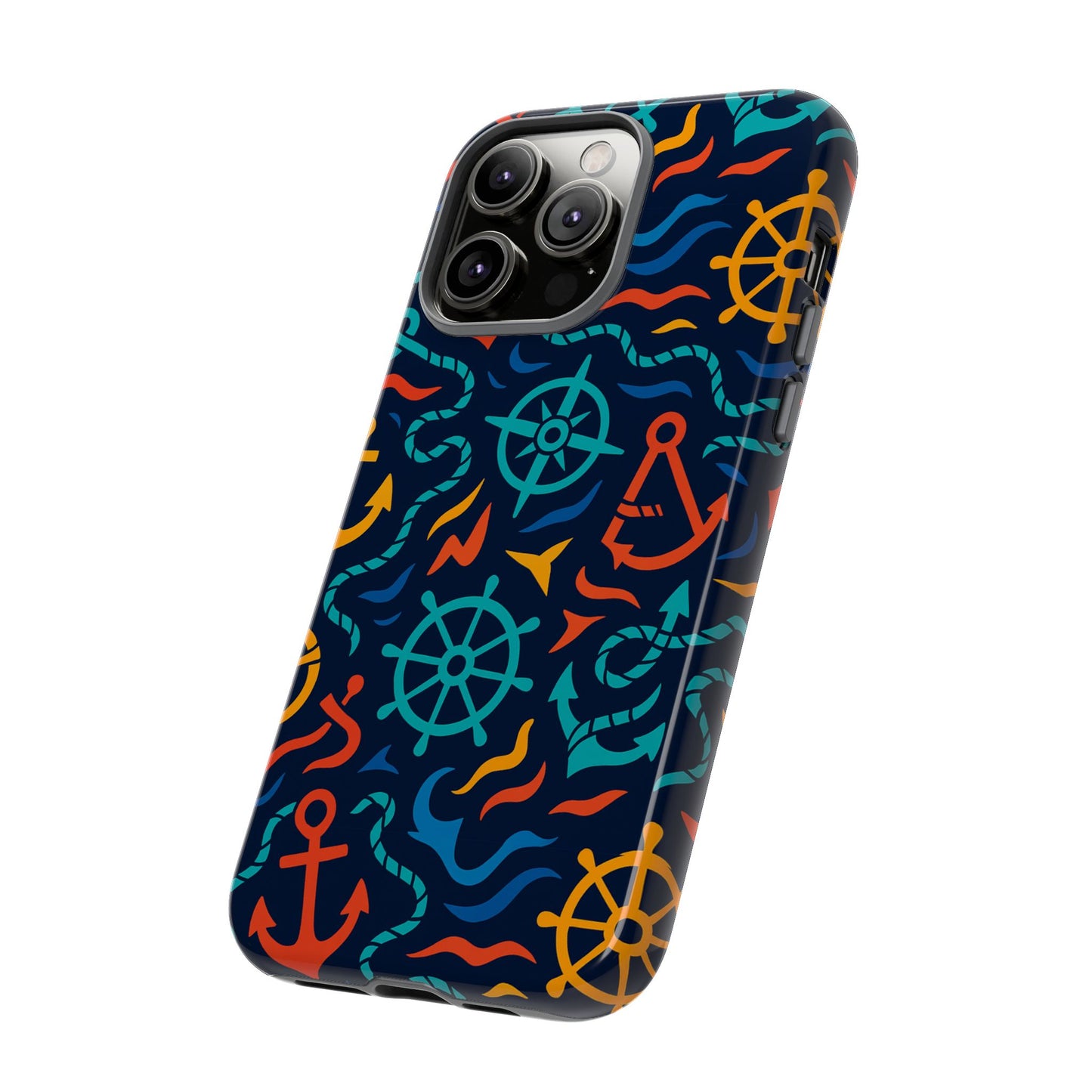 nautical multicolor protective phone case with 3d wrap design for unique style and self-expression compatible with iphone 13, 14, 15 & 16 – all models including pro, pro max & plus
