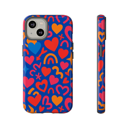 Vibrant Multicolour Heart Design Protective Phone Case Stylish Accessory for Self-Expression Compatible with iPhone 13, 14, 15 & 16 – all models including Pro, Pro Max & Plus