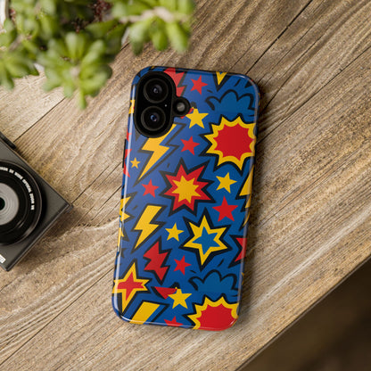 Vibrant 3D Superhero Design Protective Phone Case for Fun Retro Style and Unique Expression Compatible with iPhone 13, 14, 15 & 16 – All Models Including Pro, Pro Max & Plus
