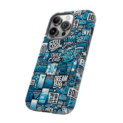 Blue Pattern Image 15 Phone Case With 3D Wrap Design Shock Absorption For Android and iPhone Devices Durable UV Protected Protective Cover