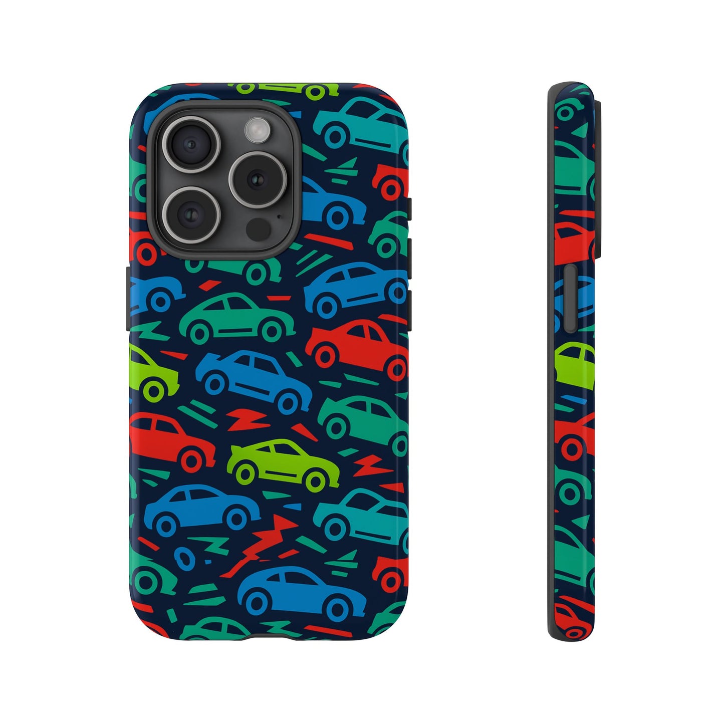 vibrant retro automotive design protective phone case for kids and adults – colourful 3d wrap style – stylish protection compatible with iphone 13, 14, 15 & 16 – all models including pro, pro max & plus