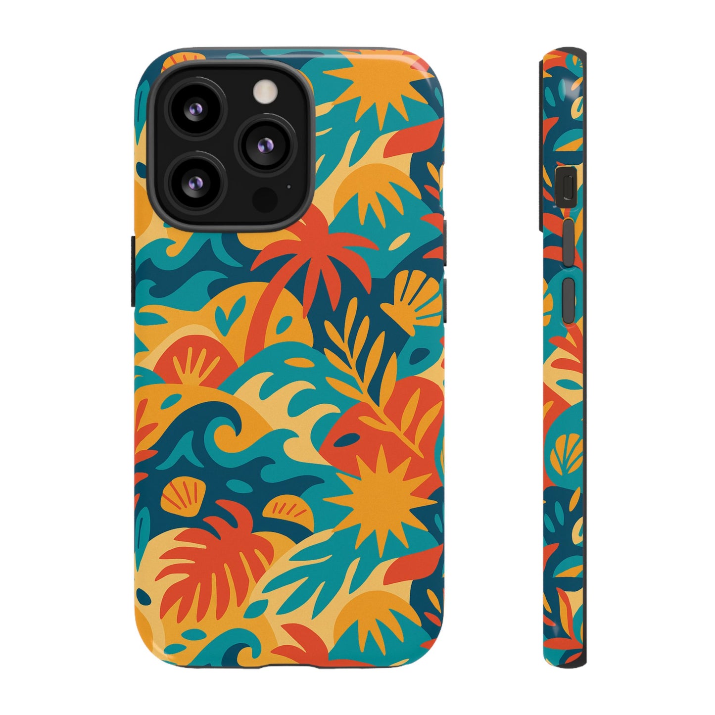 vibrant tropical phone case for stylish protection with 3d wrap design – unisex fashion accessory compatible with iphone 13, 14, 15 & 16 – all models including pro, pro max & plus