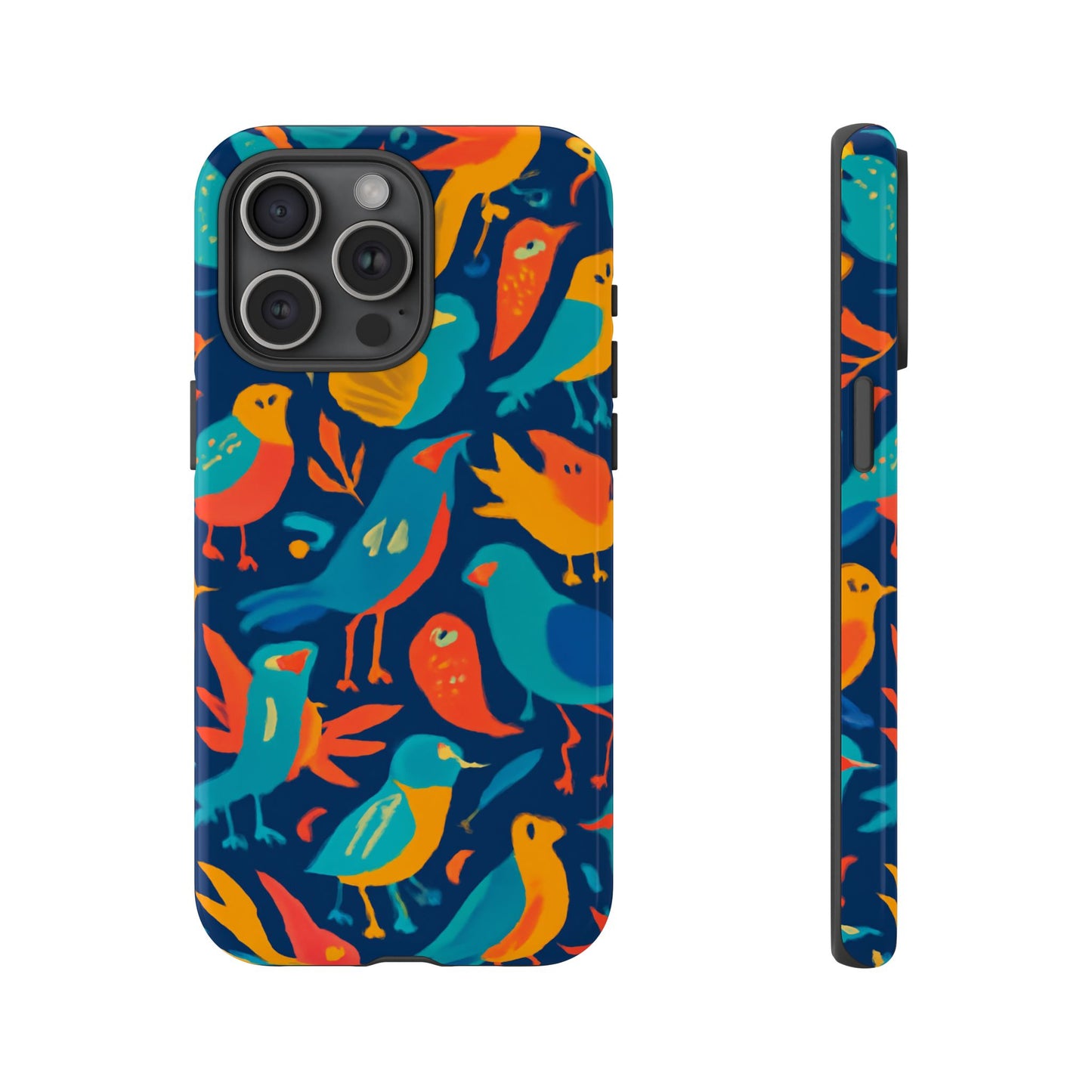 vibrant multicolour bird design phone case for stylish protection – compatible with iphone 13, 14, 15 & 16 – all models including pro, pro max & plus