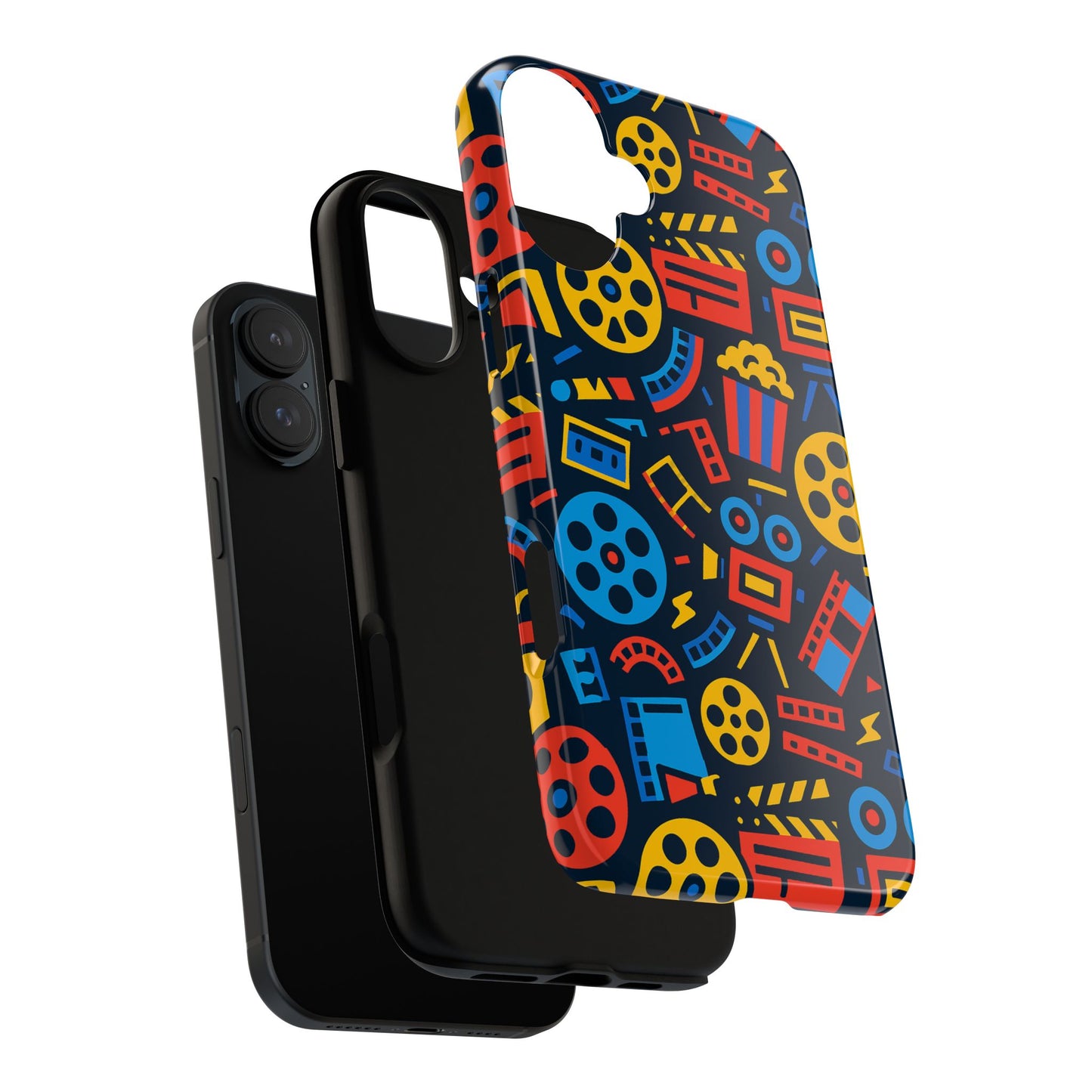 vibrant 3d film reel protective phone case for unique style and robust protection compatible with iphone 13, 14, 15 & 16 – all models including pro, pro max & plus