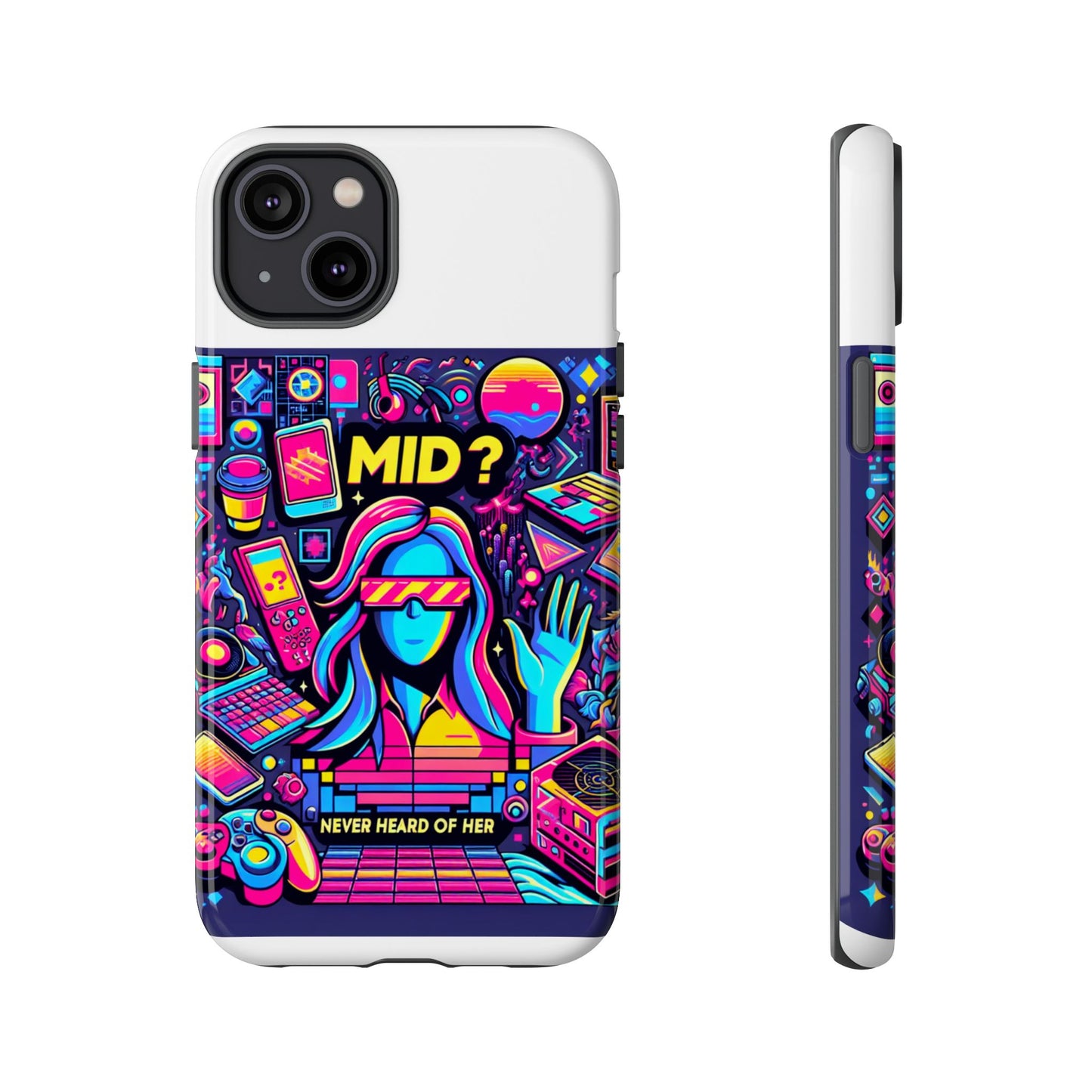 mid never heard of her 3d wrap protective phone case for fun retro style and shock absorption, ideal gift for tech enthusiasts and anime lovers