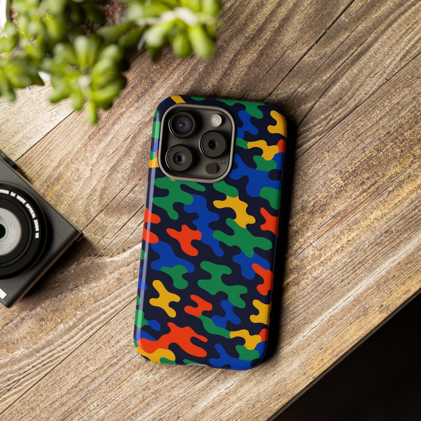 multicolour camouflage protective phone case with 3d wrap design for stylish smartphone protection compatible with iphone 13, 14, 15 & 16 – all models including pro, pro max & plus