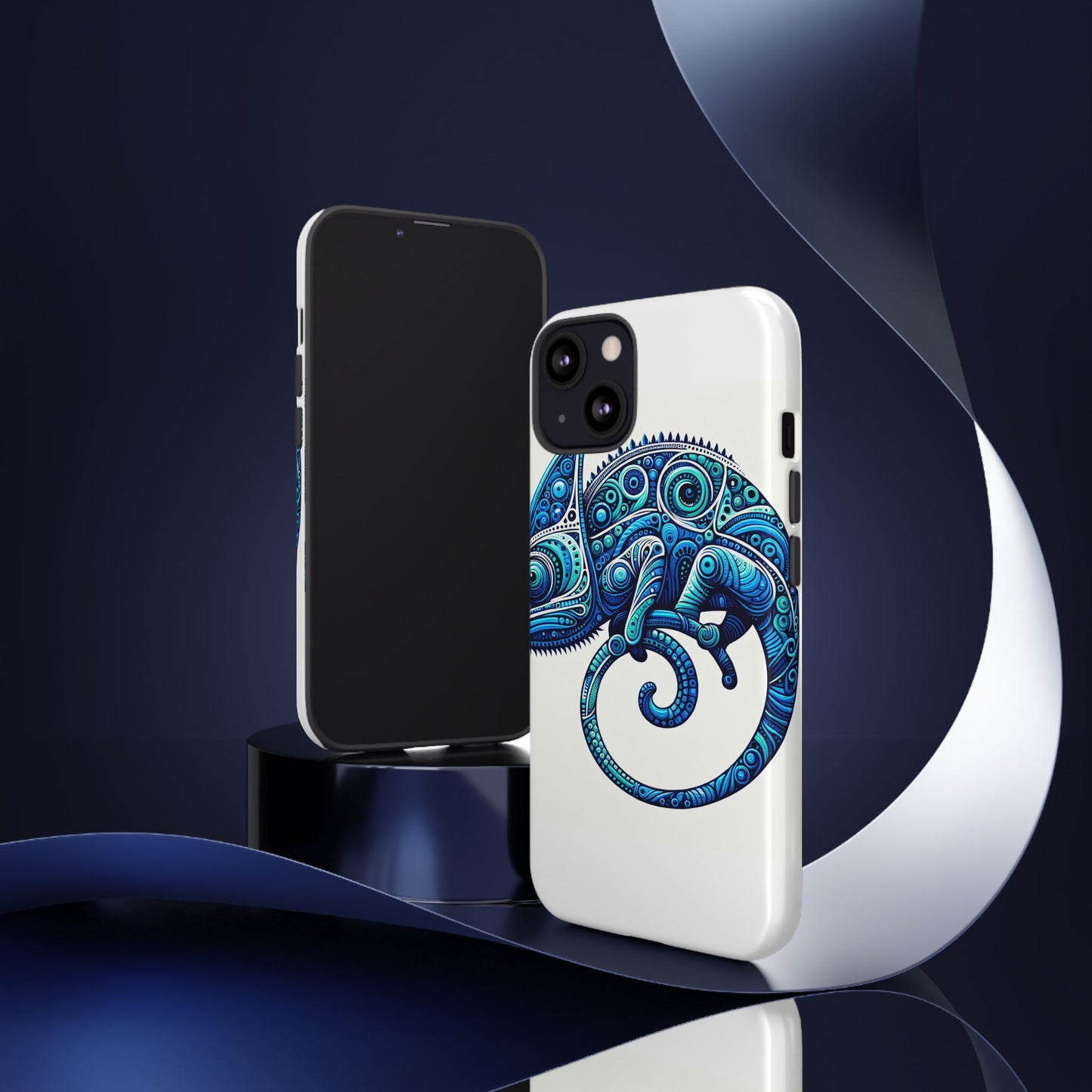 vibrant 3d wrap protective phone case with blue chameleon design, creative accessory for unique style, compatible with iphone 13, 14, 15 & 16 – all models including pro, pro max & plus