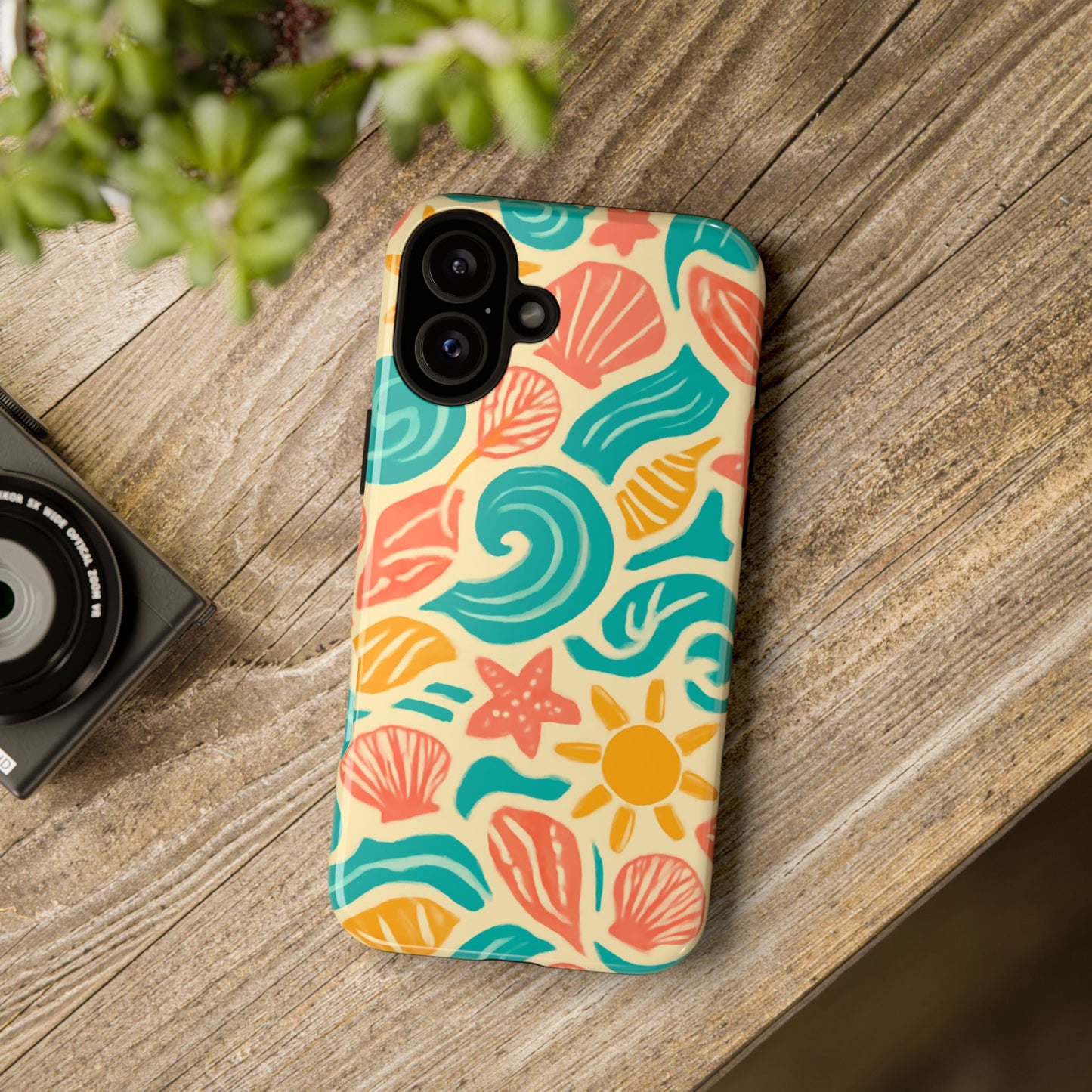 vibrant beach style protective phone case with 3d wrap design for stylish protection – compatible with iphone 13, 14, 15 & 16 – all models including pro, pro max & plus