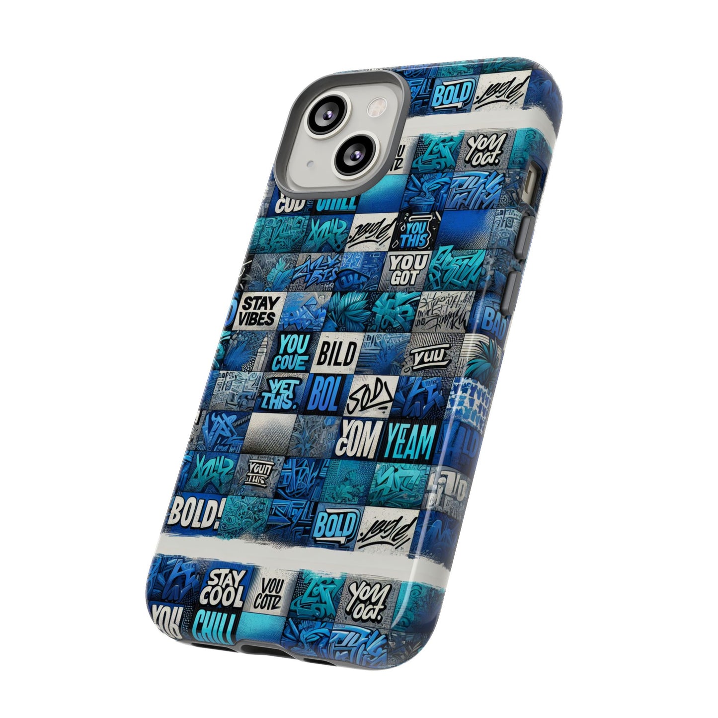vibrant 3d graphic protective phone case with blue design – playful accessory for stylish protection compatible with iphone 13, 14, 15 & 16 – all models including pro, pro max & plus