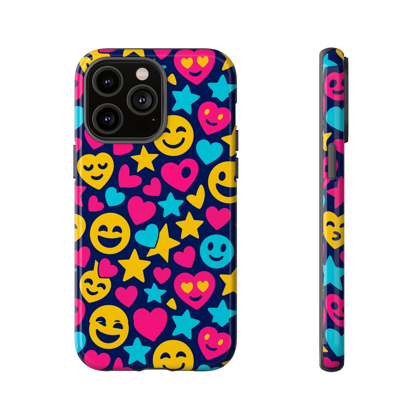 vibrant emoji protective phone case with 3d wrap design for fun style and robust protection compatible with iphone 13, 14, 15 & 16 – all models including pro, pro max & plus
