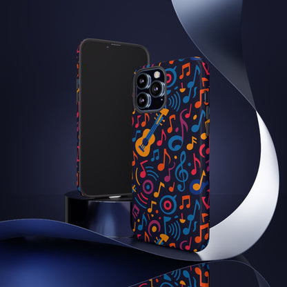 Vibrant 3D Music Design Protective Phone Case for Music Lovers Stylish Accessory Compatible with iPhone 13, 14, 15 & 16 – all models including Pro, Pro Max & Plus