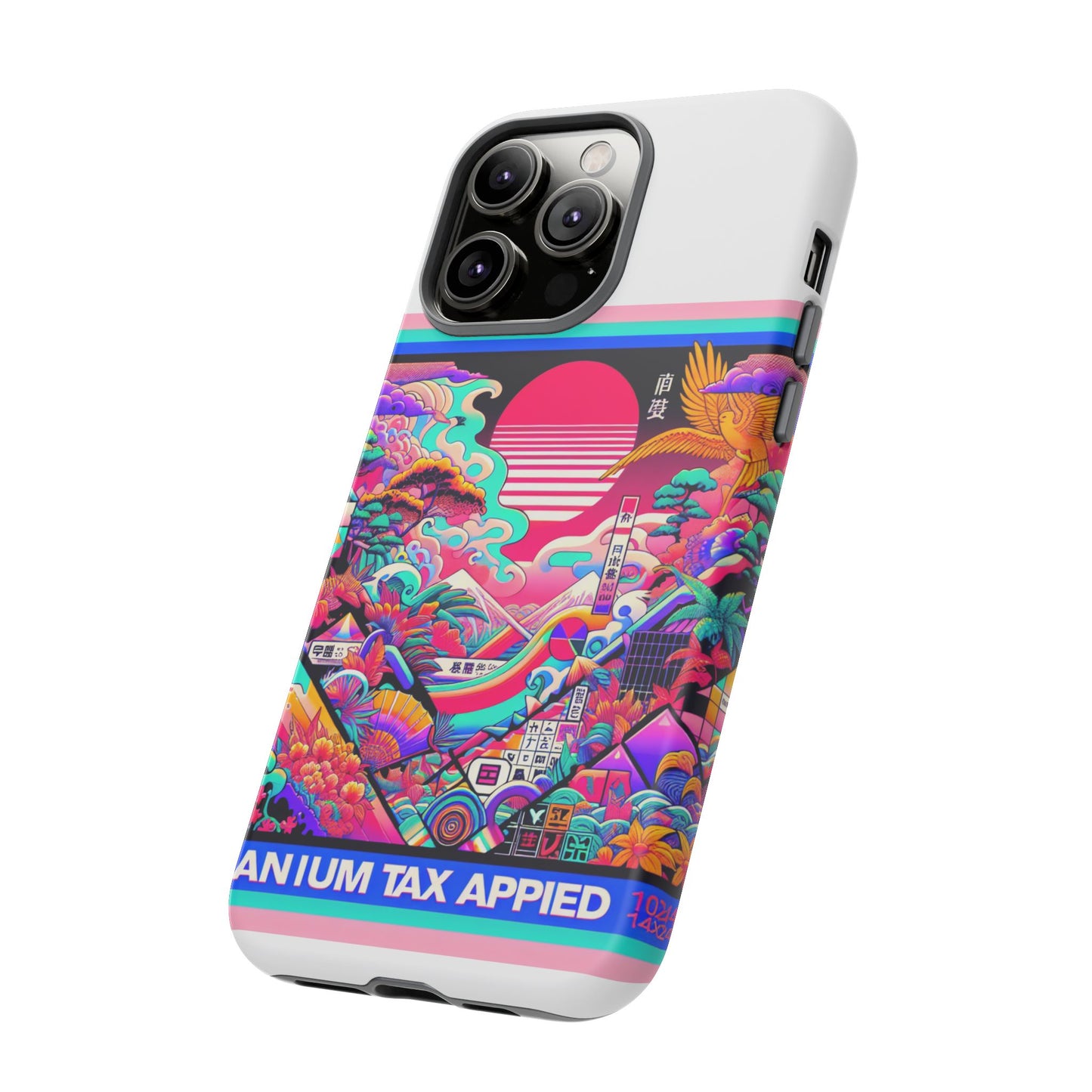 fanum tax applied protective phone case, 3d wrap design, durable silicone liner, uv protected, shock absorbing, fun anime and comic style, ideal gift for tech enthusiasts