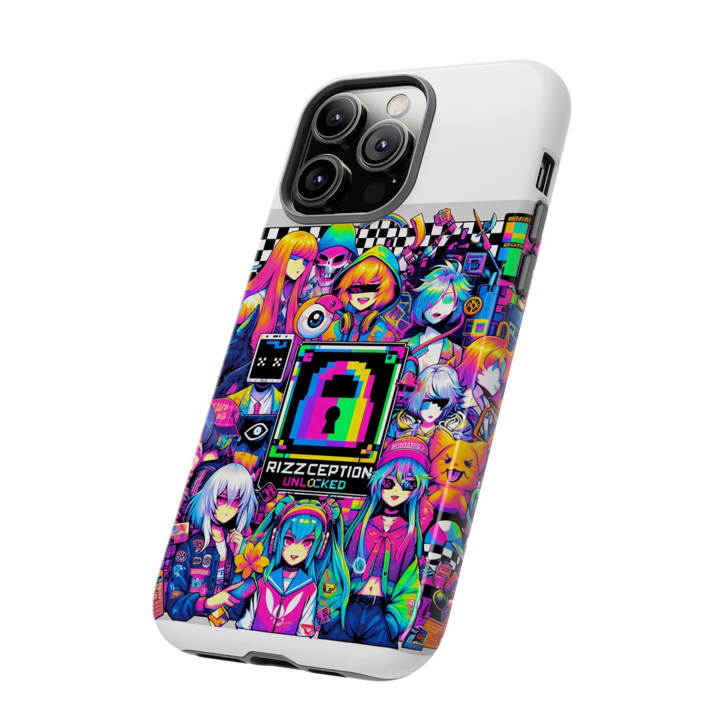 rizzception unlocked 3d wrap protective phone case for anime lovers, durable silicone liner, uv protected, stylish accessories for smartphones