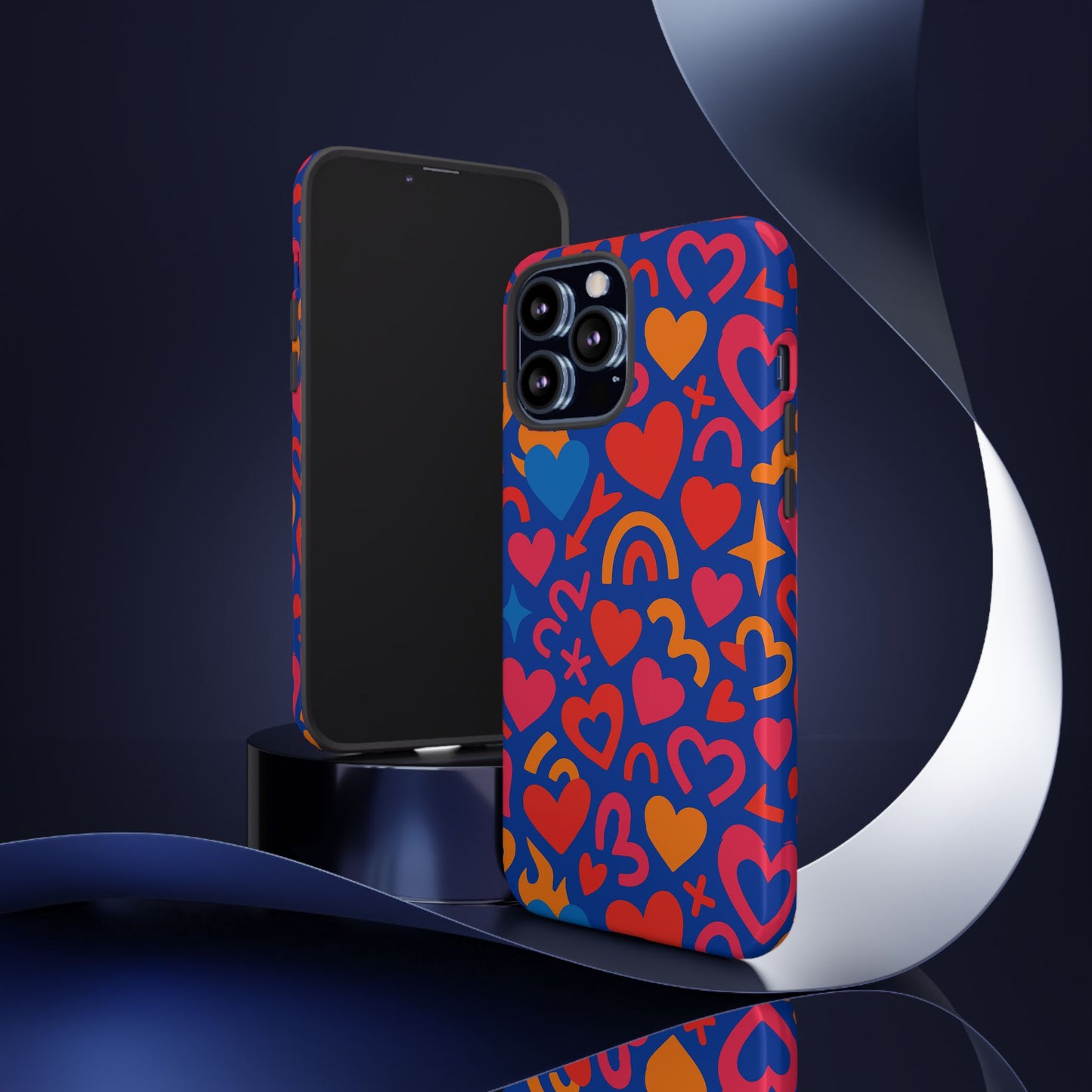 vibrant multicolour heart design protective phone case stylish accessory for self-expression compatible with iphone 13, 14, 15 & 16 – all models including pro, pro max & plus