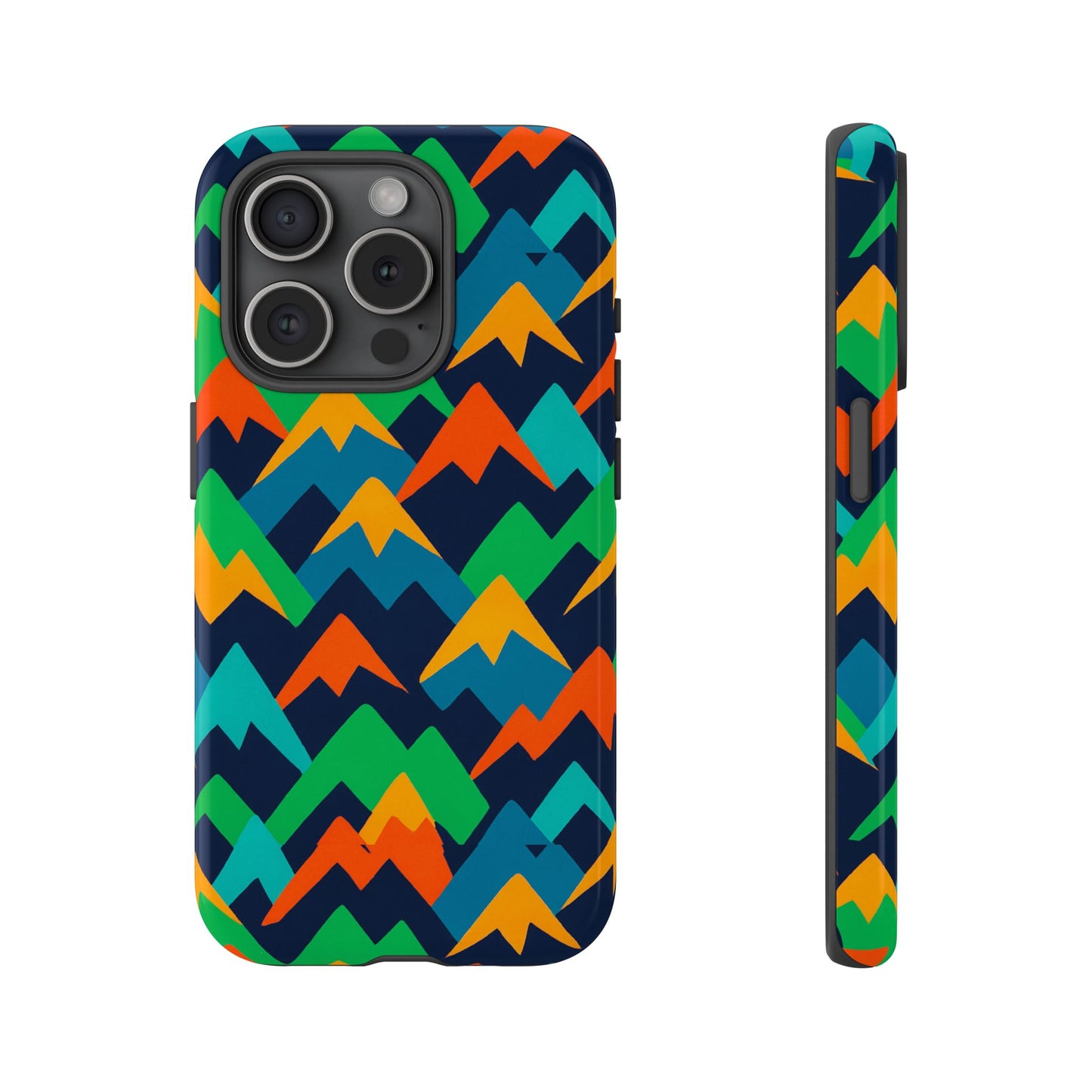 vibrant mountain design protective phone case with colourful abstract pattern for stylish protection compatible with iphone 13, 14, 15 & 16 – all models including pro, pro max & plus