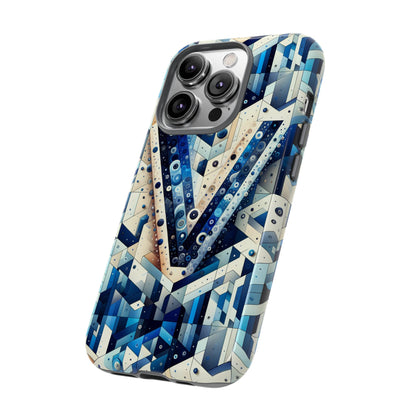 Blue Alphabet V Phone Case for Samsung and iPhone Shockproof Protective Cover with 3D Wrap Design and UV Resistance