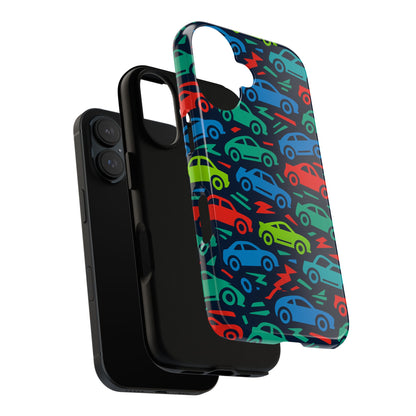 Vibrant Retro Automotive Design Protective Phone Case for Kids and Adults – Colourful 3D Wrap Style – Stylish Protection Compatible with iPhone 13, 14, 15 & 16 – All Models Including Pro, Pro Max & Plus