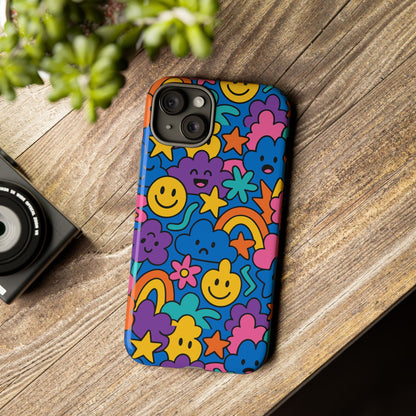 Vibrant Cartoon Protective Phone Case with Playful Multicolour Design – Unisex Fashion Accessory – Compatible with iPhone 13, 14, 15 & 16 – All Models Including Pro, Pro Max & Plus