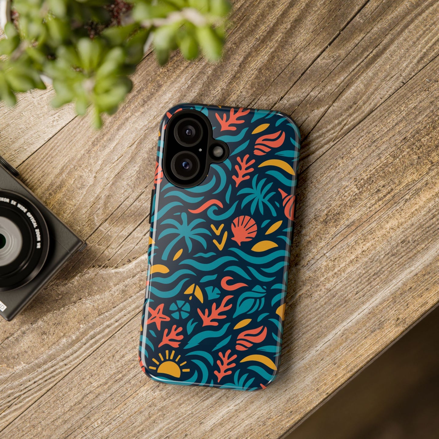vibrant tropical pattern phone case with 3d design for stylish protection compatible with iphone 13, 14, 15 & 16 – all models including pro, pro max & plus