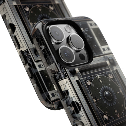 Pattern Image 4 Vibrant Shockproof Phone Case for Anime and Comic Fans, Geometric Black and Silver Design, Durable Protective Cover Compatible with iPhone 13, 14, 15 & 16 – all models including Pro, Pro Max & Plus