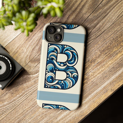 Blue Alphabet Letter B Phone Case with 3D Wrap and Shock Protection for Kids and Teens Durable TPU Cover with Vibrant Design