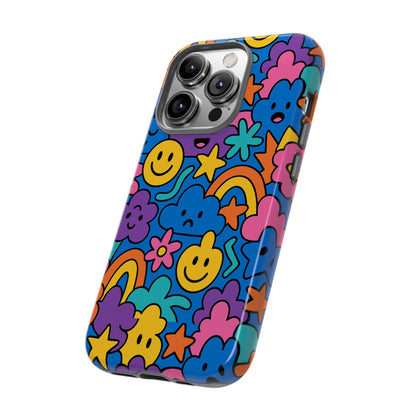 Vibrant Cartoon Protective Phone Case with Playful Multicolour Design – Unisex Fashion Accessory – Compatible with iPhone 13, 14, 15 & 16 – All Models Including Pro, Pro Max & Plus