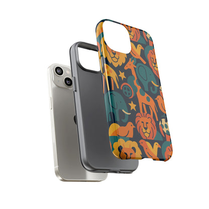 Vibrant Animal Print Protective Phone Case in Multicolour – Playful Design for Stylish Protection – Compatible with iPhone 13, 14, 15 & 16 – All Models Including Pro, Pro Max & Plus