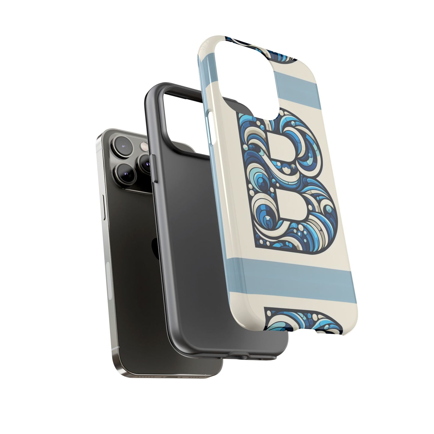 blue alphabet letter b phone case with 3d wrap and shock protection for kids and teens durable tpu cover with vibrant design
