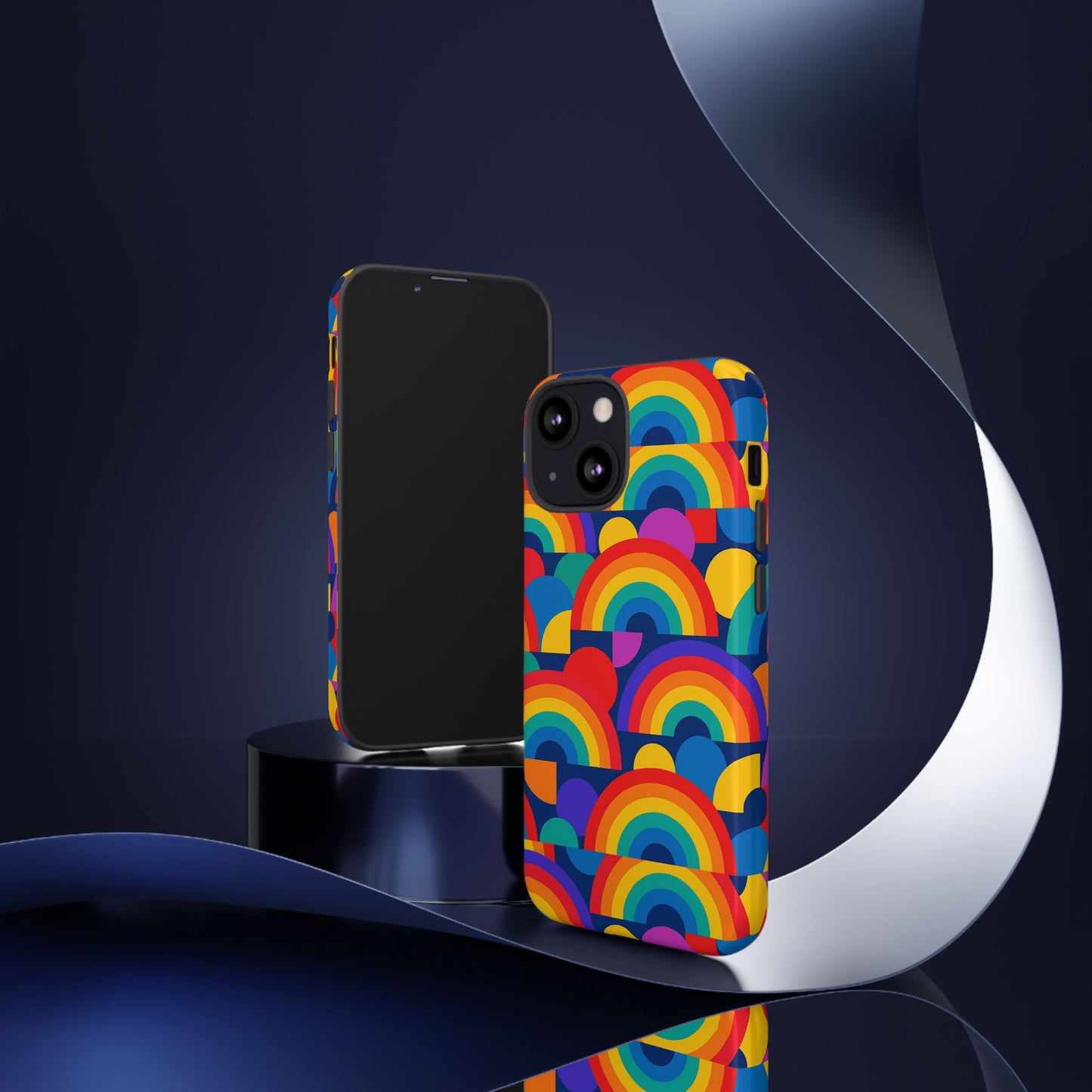 multicolour rainbow design protective phone case – stylish 3d wrap finish for unique expression – compatible with iphone 13, 14, 15 & 16 – all models including pro, pro max & plus