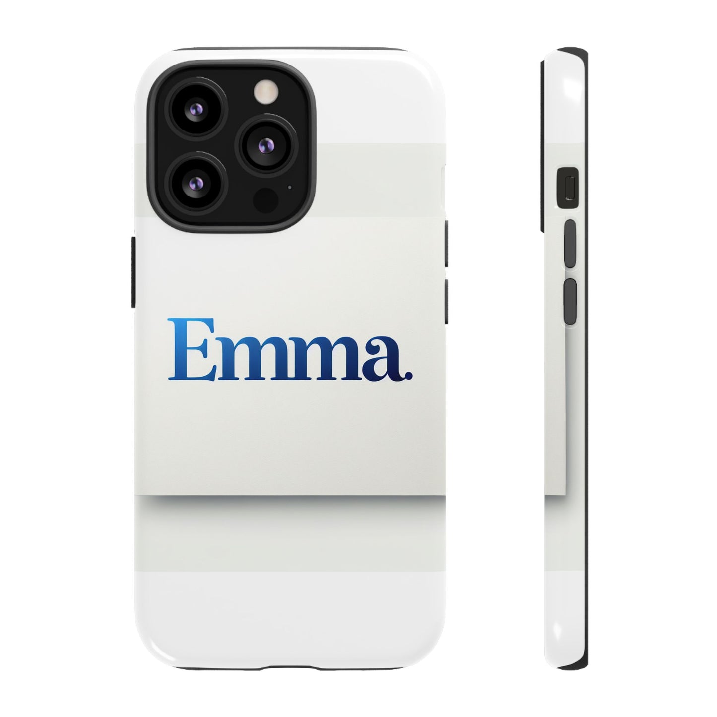 elegant personalised protective phone case in white with blue typography for stylish individuals compatible with iphone 13, 14, 15 & 16 – all models including pro, pro max & plus