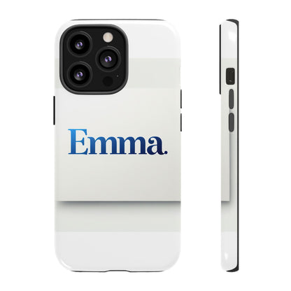 Elegant Personalised Protective Phone Case in White with Blue Typography for Stylish Individuals Compatible with iPhone 13, 14, 15 & 16 – All Models Including Pro, Pro Max & Plus