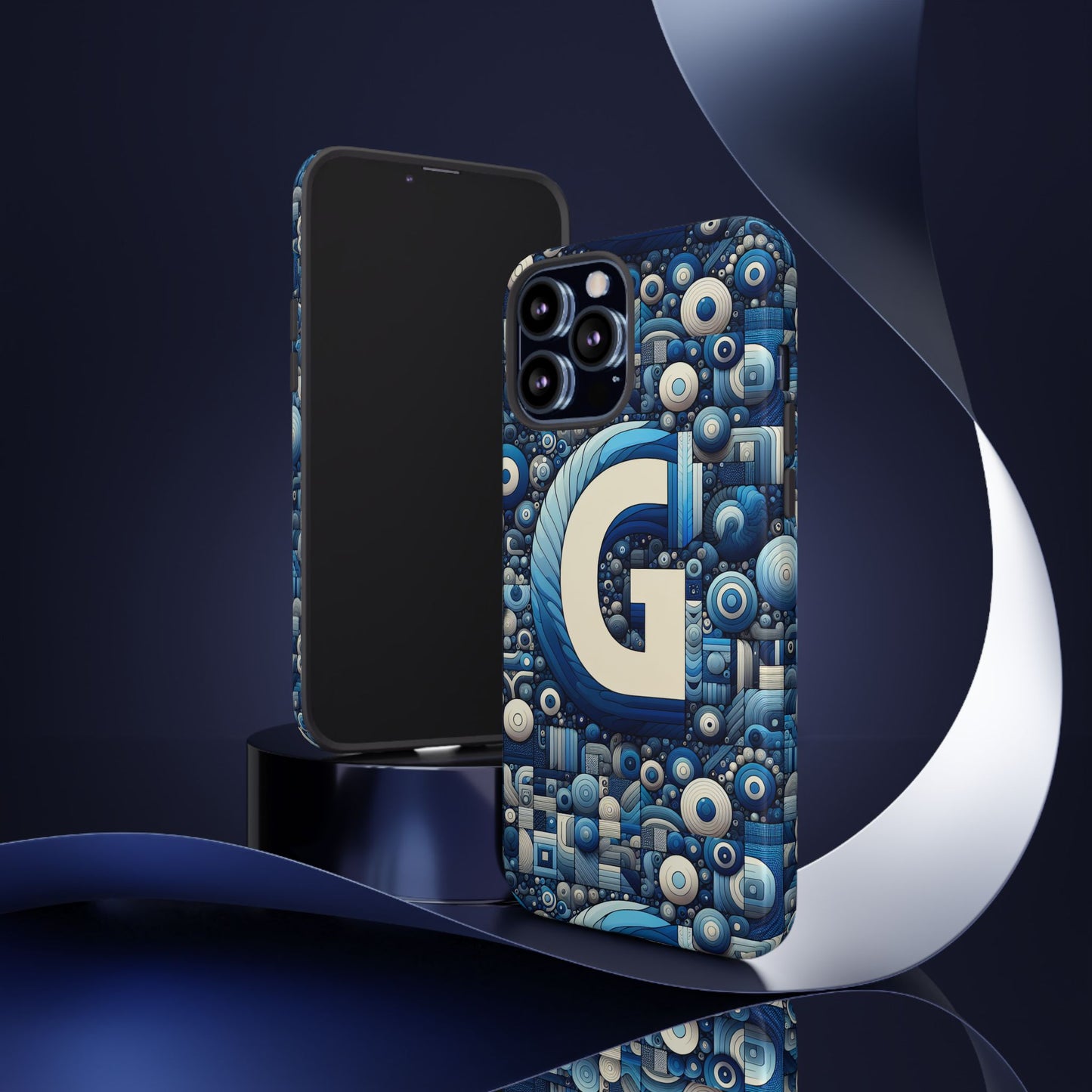blue alphabet g phone case for iphone and android shockproof protective cover with 3d wrap design and uv protection
