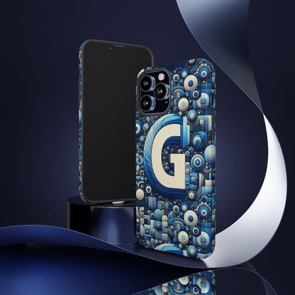 Blue Alphabet G Phone Case for iPhone and Android Shockproof Protective Cover with 3D Wrap Design and UV Protection