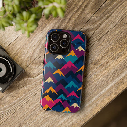 Multicolour Mountain Geometric Protective Phone Case – Stylish Accessory for Unique Self-Expression Compatible with iPhone 13, 14, 15 & 16 – all models including Pro, Pro Max & Plus