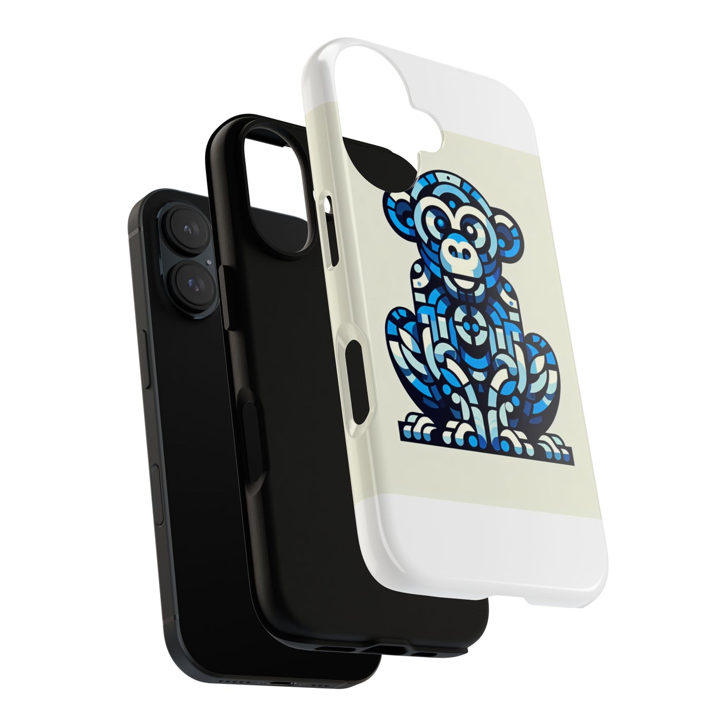 vibrant blue 3d wrap phone case with playful monkey design for creative individuals compatible with iphone 13, 14, 15 & 16 – all models including pro, pro max & plus