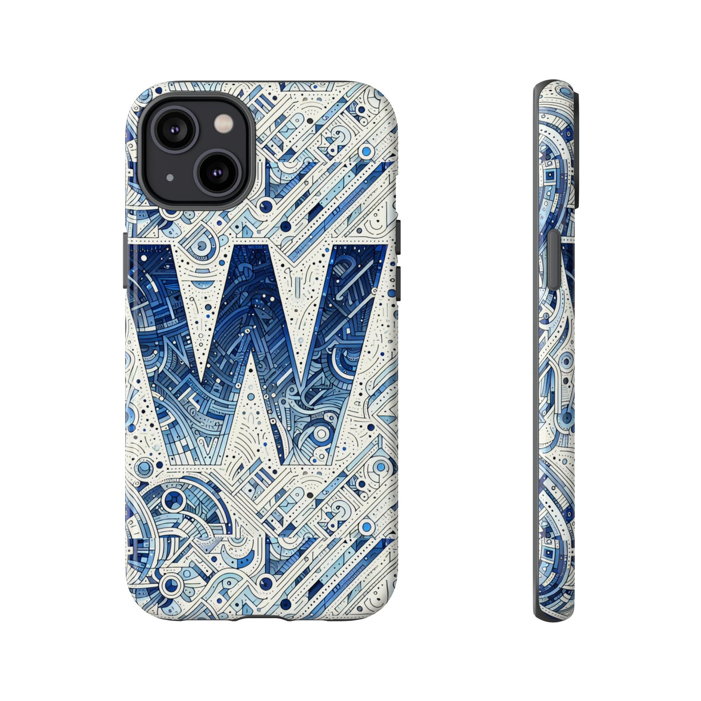 blue alphabet w phone case for smartphones - vibrant 3d wrap design with shock absorption and uv protection, suitable for fans of anime, comics, and unique accessories