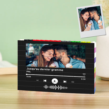 Personalized Music Code Colorful Building Brick Photo Block for Kids and Adults, Fun Memory Display Gift for Birthdays, Weddings, and Anniversaries