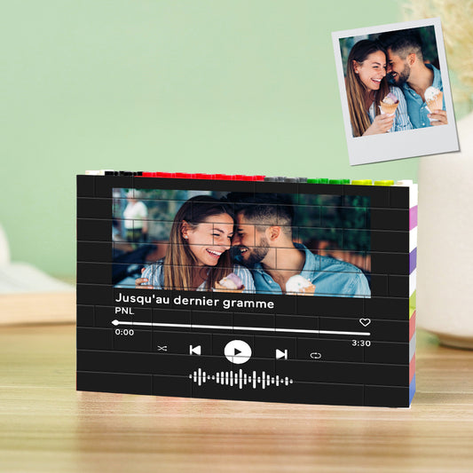 Personalized Music Code Colorful Building Brick Photo Block for Kids and Adults, Fun Memory Display Gift for Birthdays, Weddings, and Anniversaries