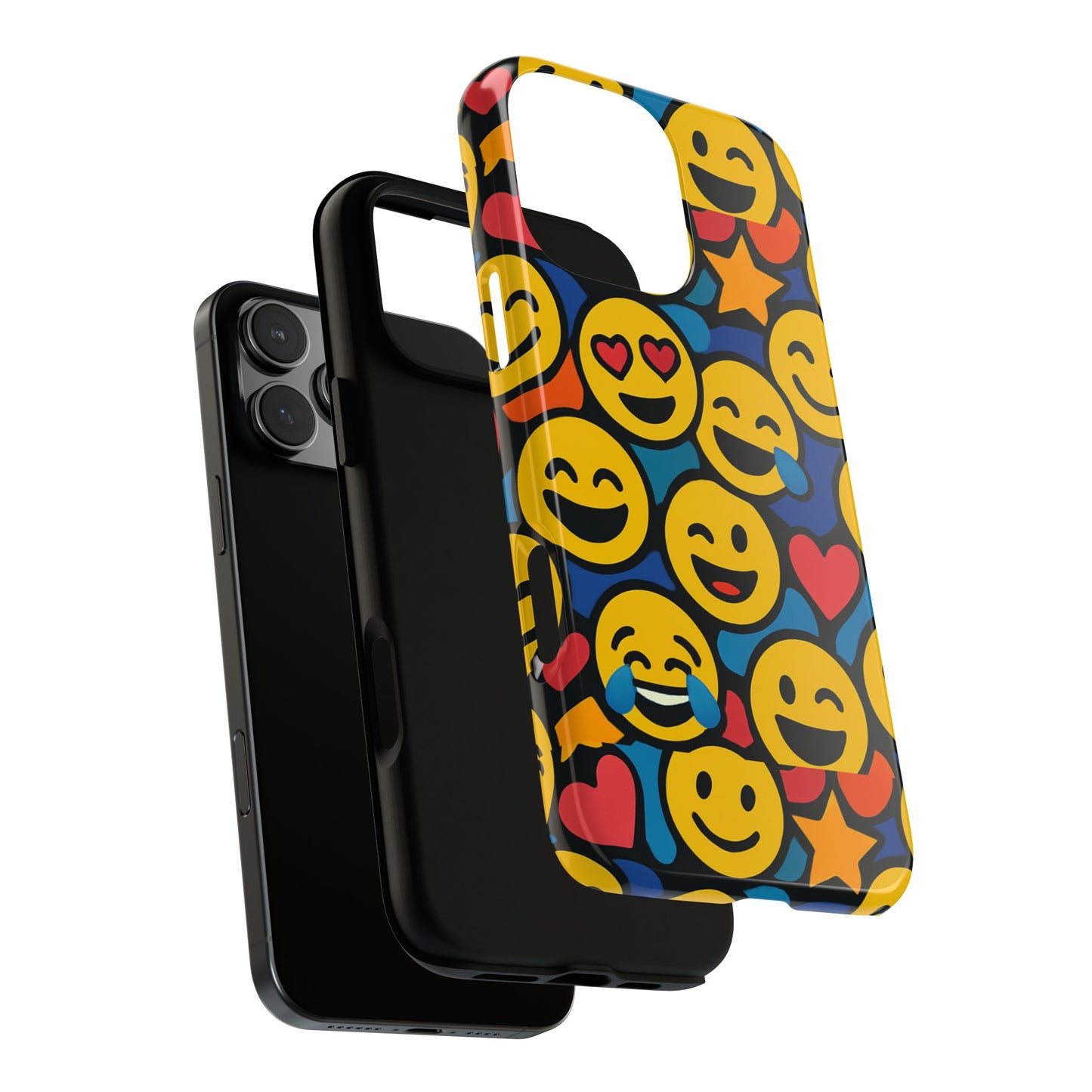 multicolour emoji protective phone case with 3d wrap design fun accessory for unisex compatible with iphone 13, 14, 15 & 16 – all models including pro, pro max & plus