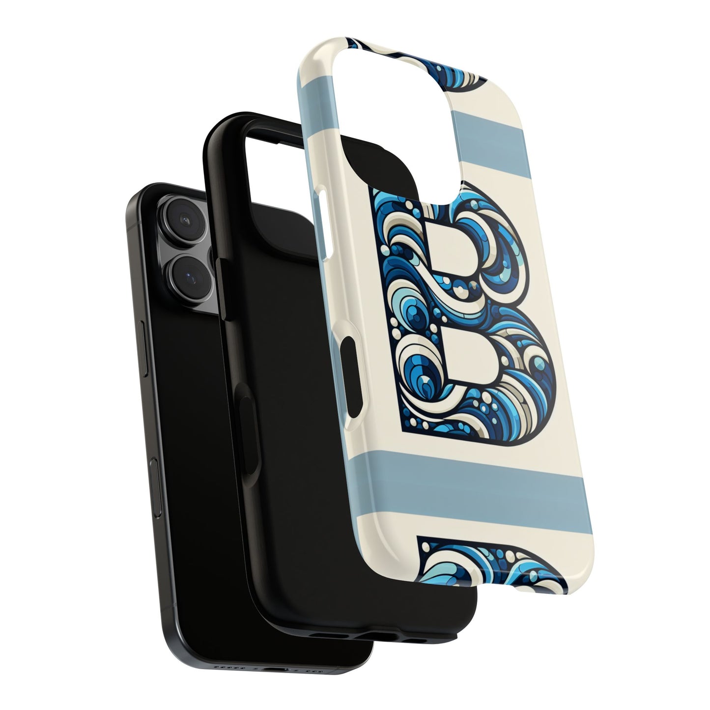 blue alphabet letter b phone case with 3d wrap and shock protection for kids and teens durable tpu cover with vibrant design
