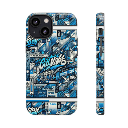 Vibrant 3D Wrap Protective Phone Case in Retro Blue Aesthetic for Stylish Protection Compatible with iPhone 13, 14, 15 & 16 – All Models Including Pro, Pro Max & Plus