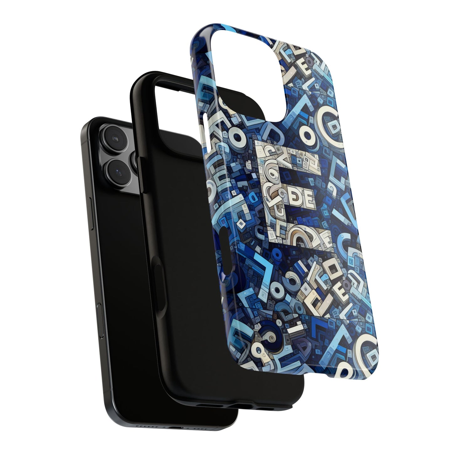 blue alphabet e phone case with 3d wrap design for stylish protection and personalised tech accessory for men and women