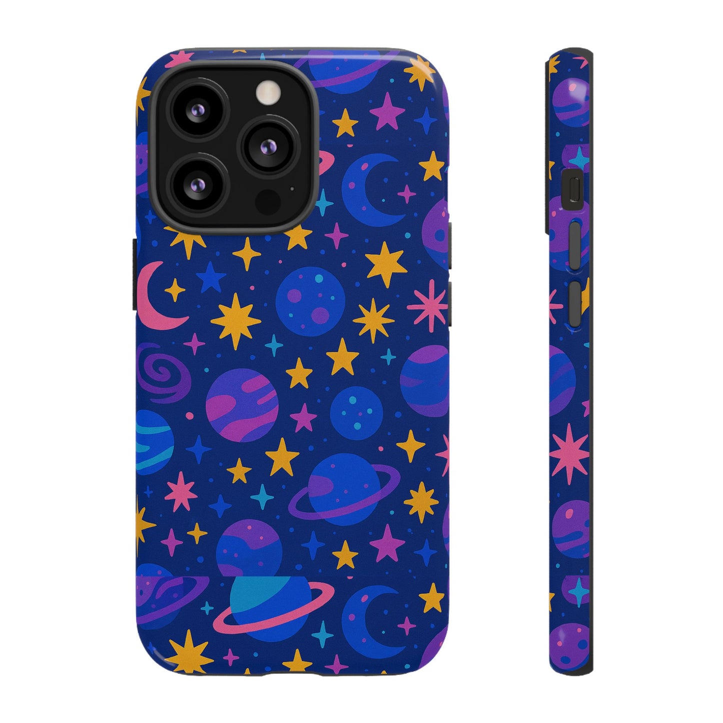 vibrant space theme protective phone case for unisex – colourful 3d design fashion accessory compatible with iphone 13, 14, 15 & 16 – all models including pro, pro max & plus
