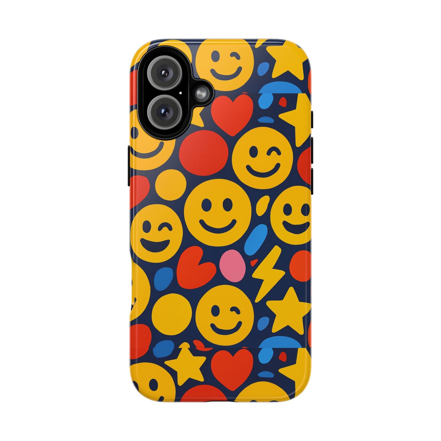 multicolour 3d emoji phone case for stylish protection – fun and playful design for kids and young adults compatible with iphone 13, 14, 15 & 16 – all models including pro, pro max & plus