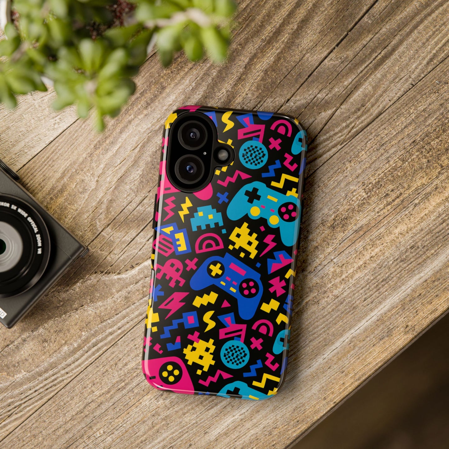 vibrant retro gaming phone case with 3d design for stylish protection compatible with iphone 13, 14, 15 & 16 – all models including pro, pro max & plus