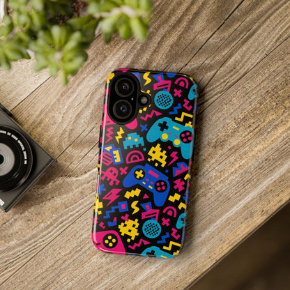 Vibrant Retro Gaming Phone Case with 3D Design for Stylish Protection Compatible with iPhone 13, 14, 15 & 16 – all models including Pro, Pro Max & Plus