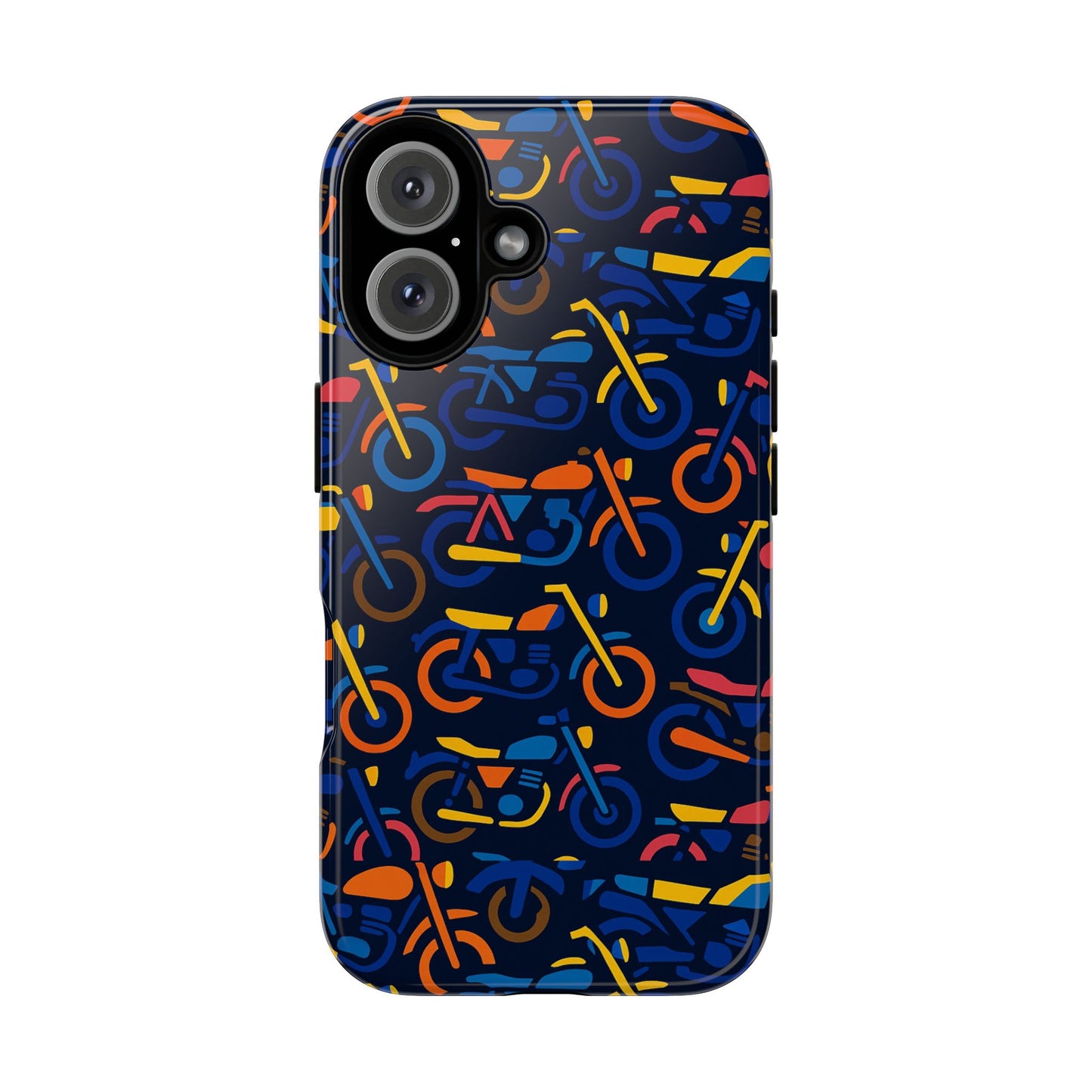 colourful 3d motorcycle print protective phone case for creative individuals – stylish protection compatible with iphone 13, 14, 15 & 16 – all models including pro, pro max & plus